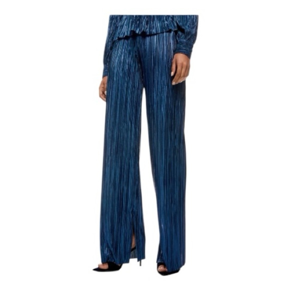 Sabina Musayev The York Pant Metallic Blue Micro Pleats Size Medium